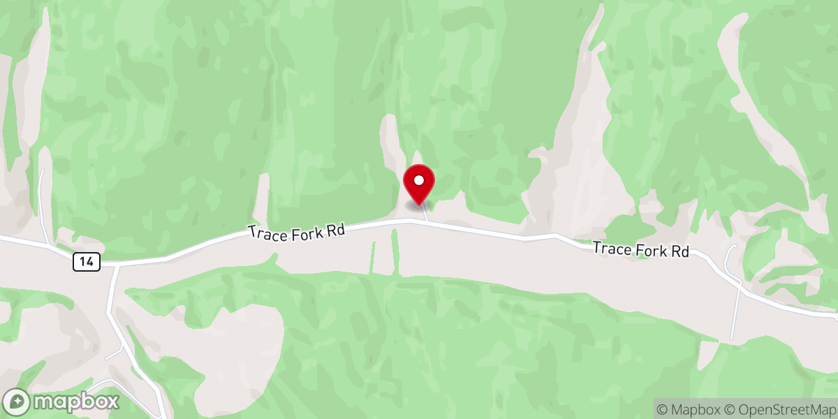 Map showing location of Trace Fork Church