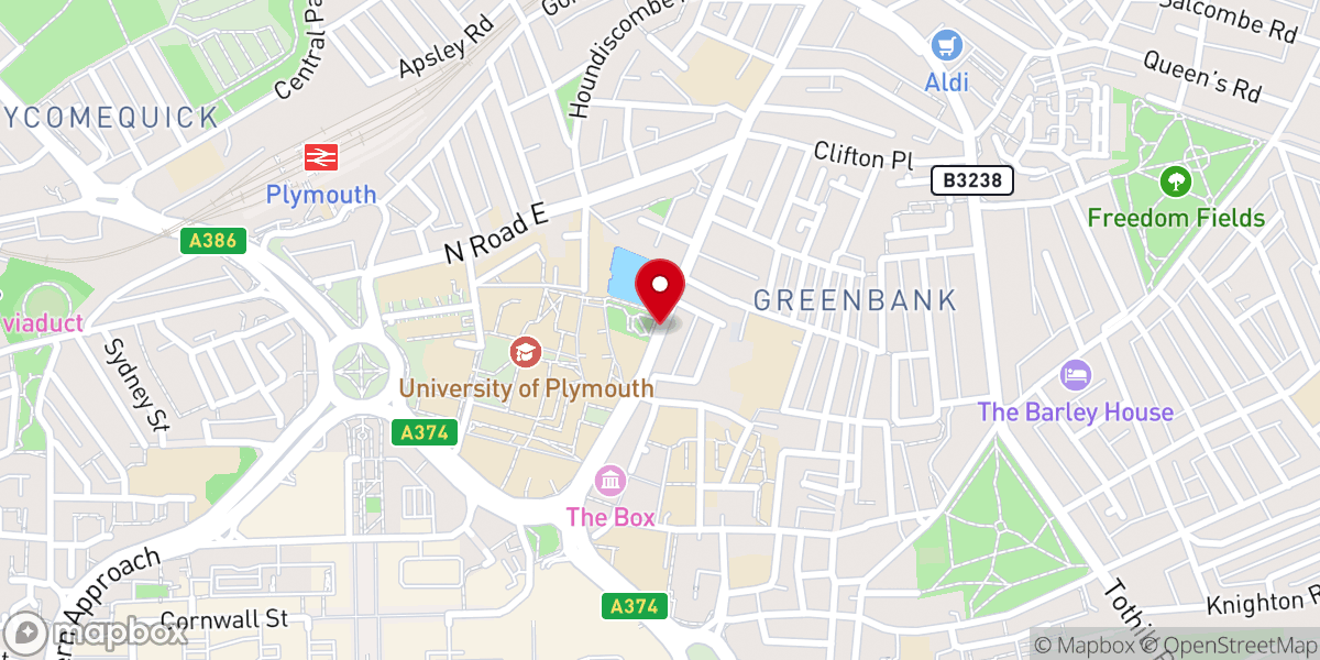Map showing location of Plymouth Pentecostal Church
