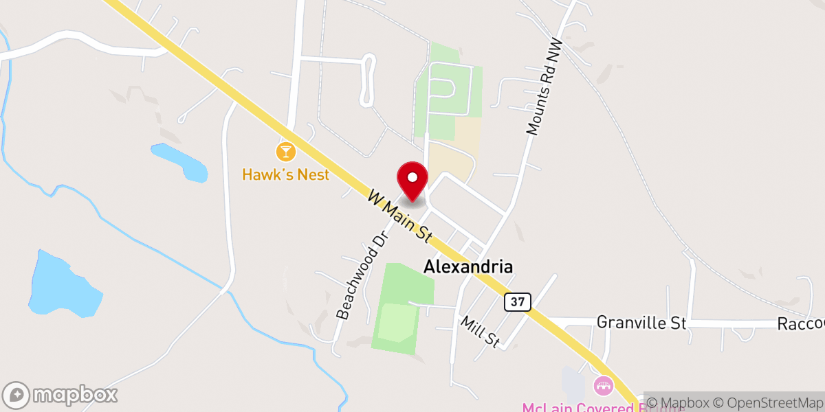Map showing location of Alexandria Baptist Church