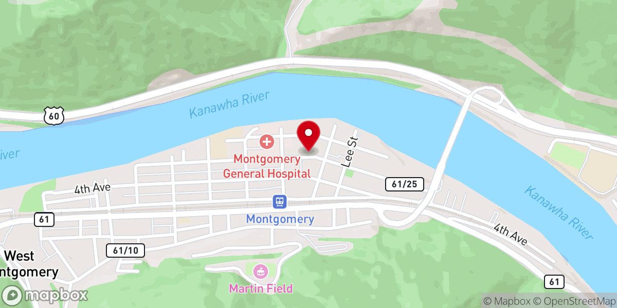 Map showing location of Montgomery Baptist Church