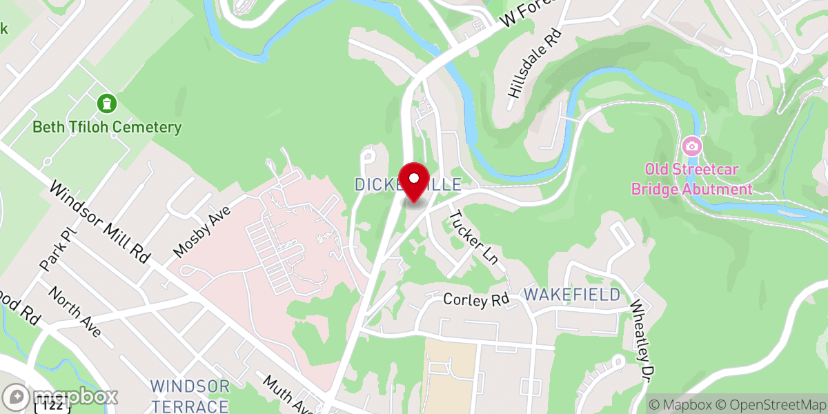 Map showing location of Dickey Memorial Presbyterian Church