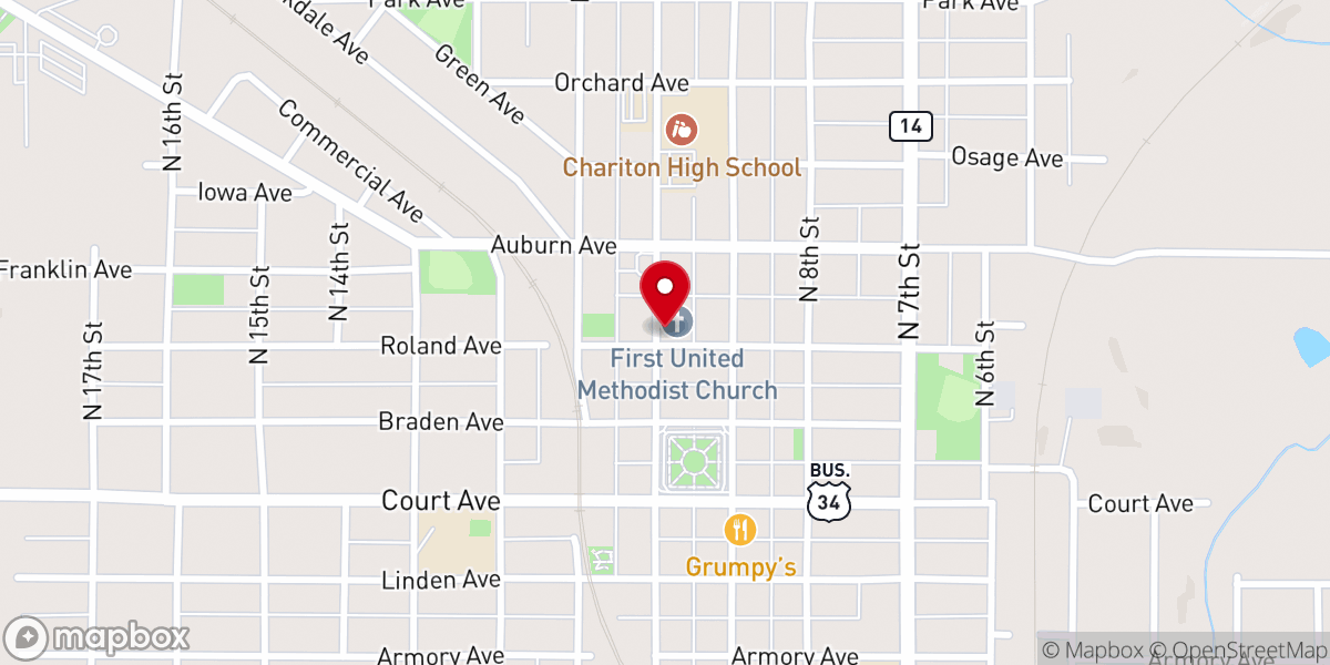 Map showing location of First United Methodist Church