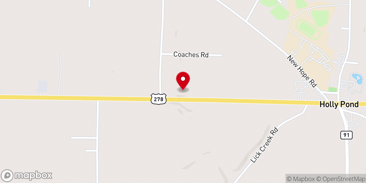 Map showing location of Holly Pond Church of Christ