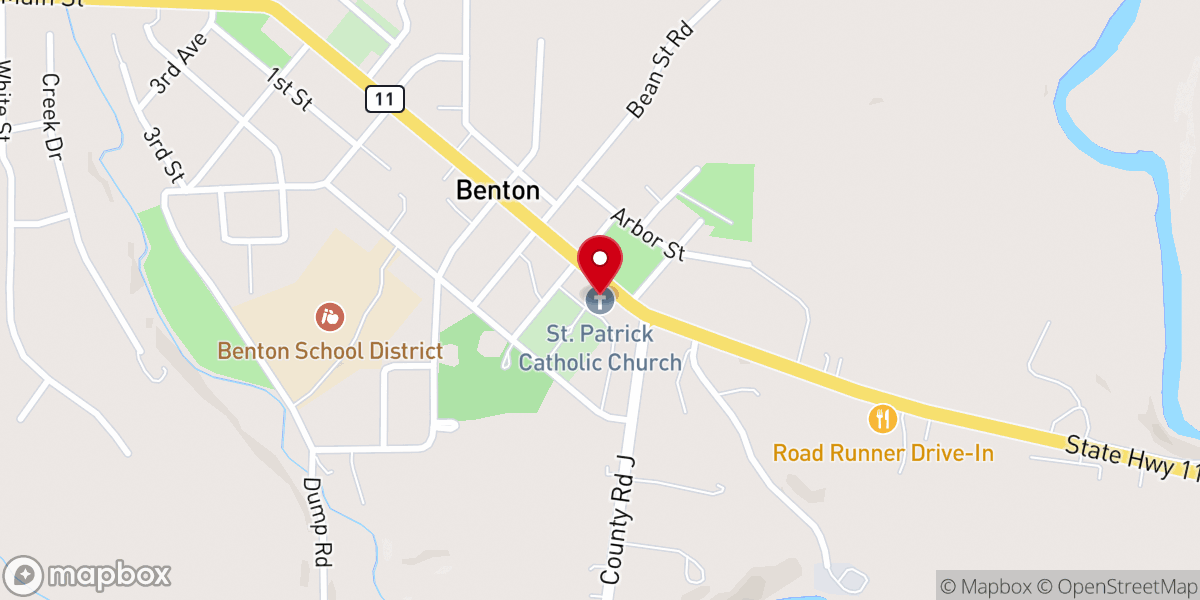 Map showing location of St. Patrick Catholic Church