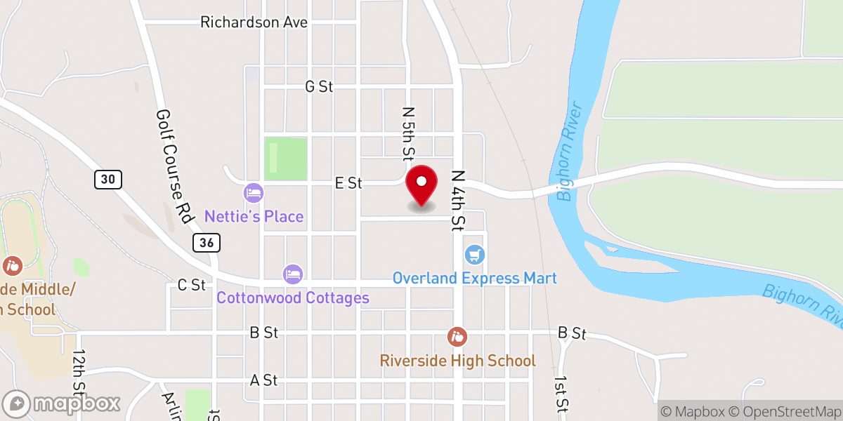 Map showing location of Big Horn County Road & Bridge