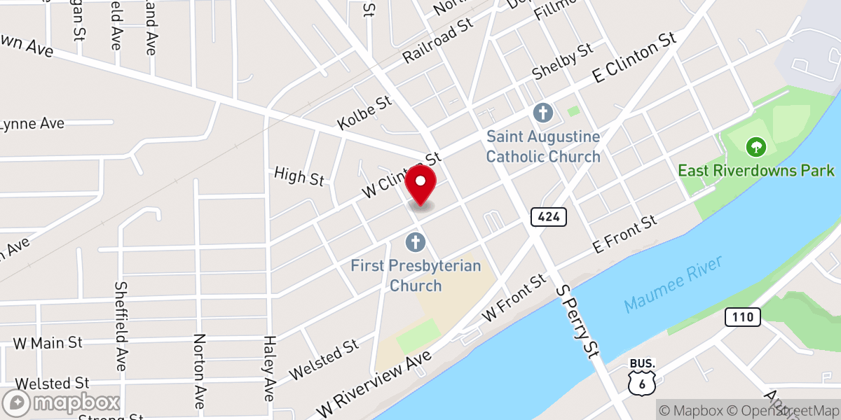 Map showing location of St Paul United Methodist Church