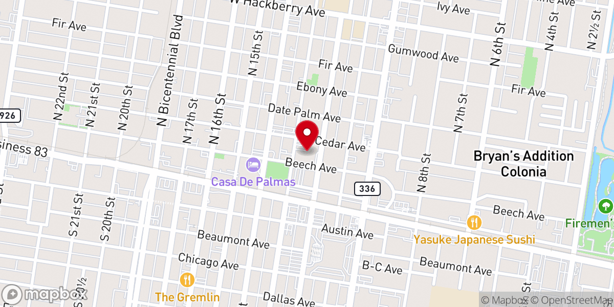 Map showing location of First Baptist Church