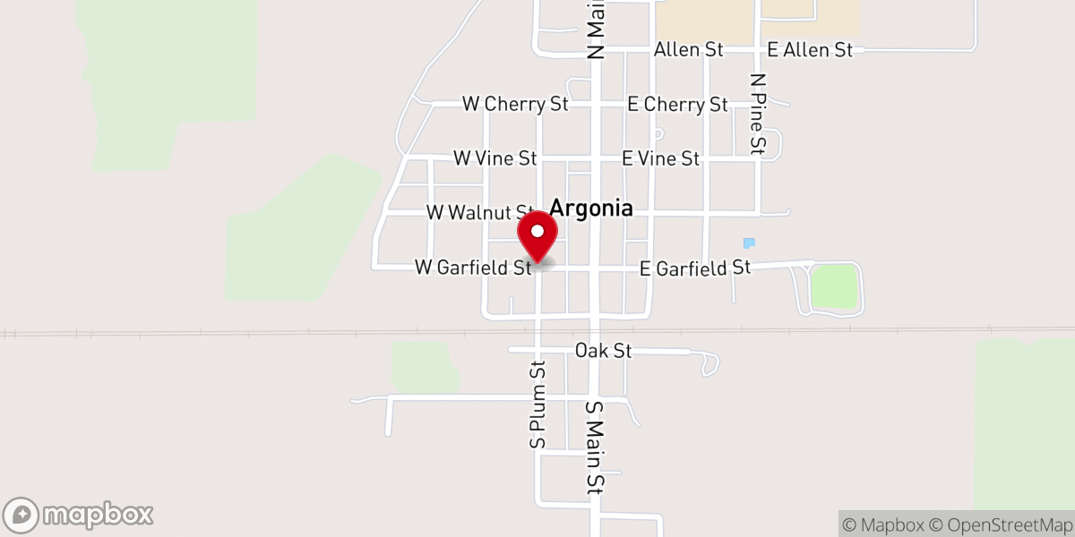 Map showing location of First Baptist Church Argonia