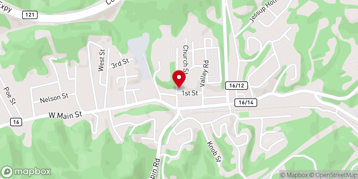 Map showing location of Sophia First Baptist Church