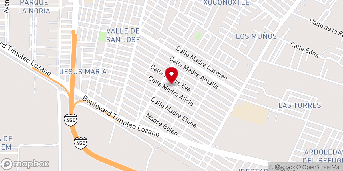 Map showing location of Centro de Alabanza León Guanajuato