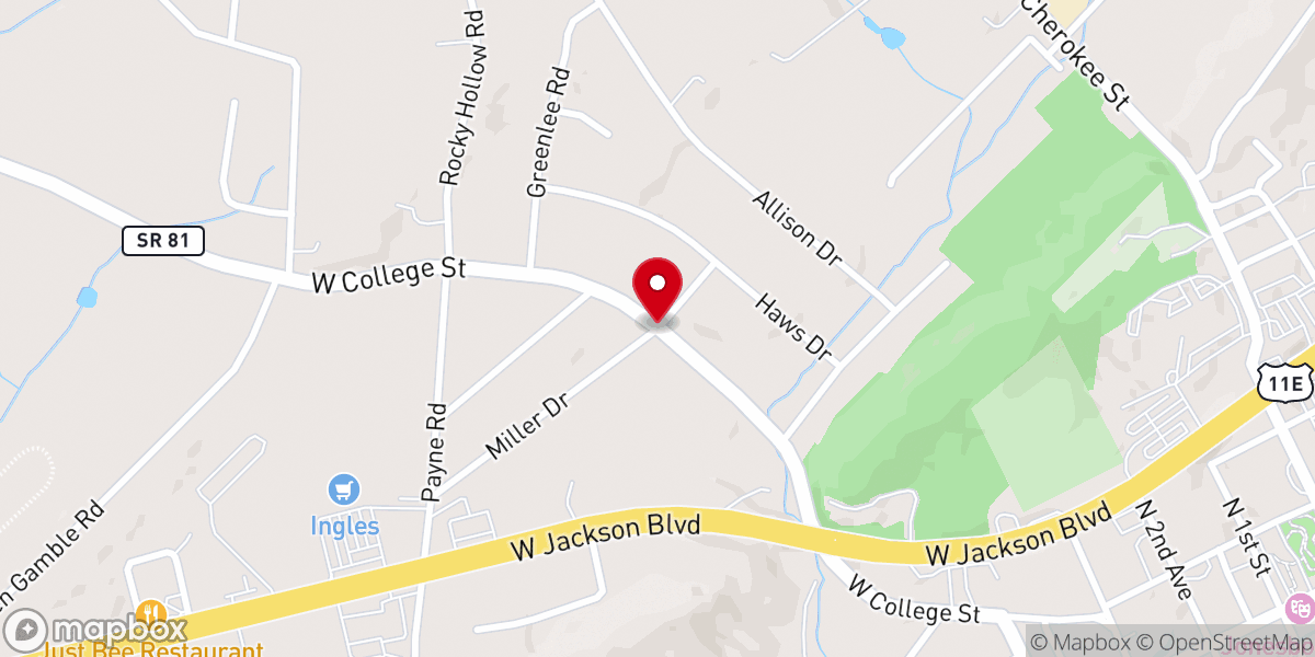Map showing location of Cross of Grace Lutheran Church