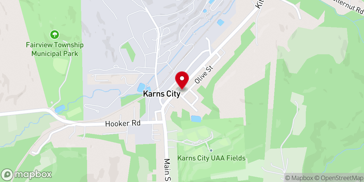 Map showing location of Karns City United Methodist Church