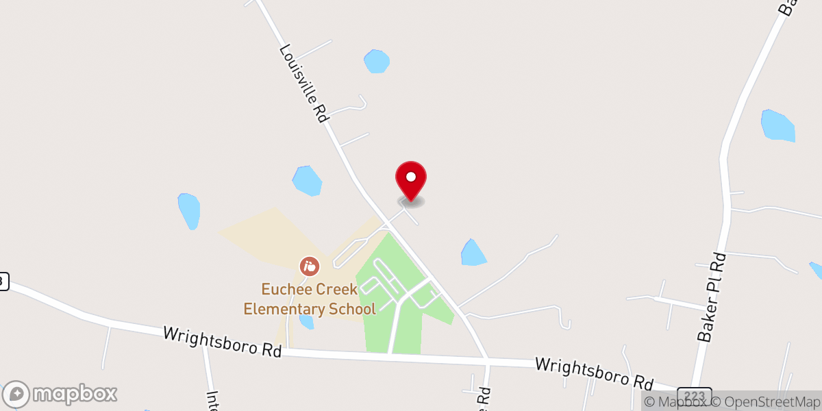 Map showing location of Trinity Baptist Grovetown