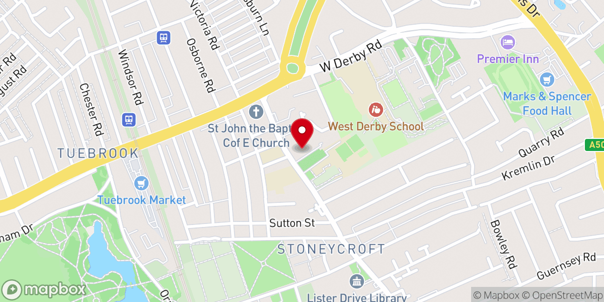 Map showing location of St Cecilia's Catholic Church