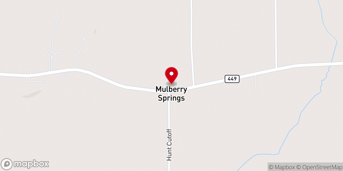 Map showing location of Mulberry Springs Baptist Church