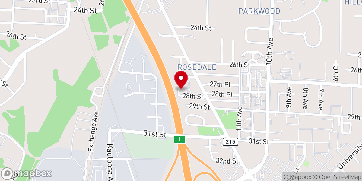 Map showing location of Rosedale Baptist Church