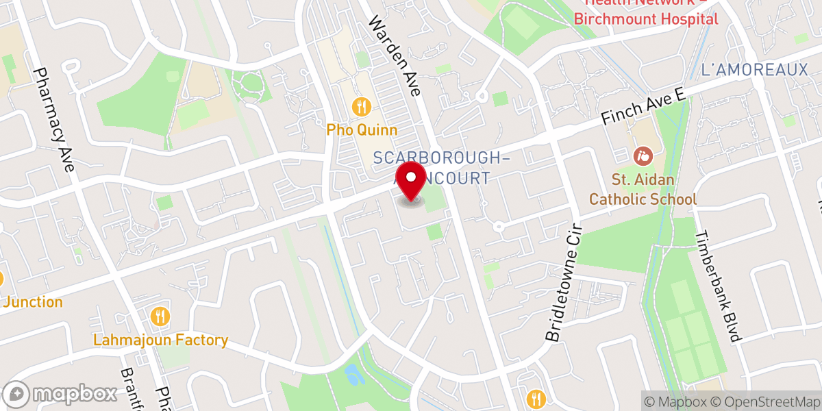 Map showing location of St. Paul's L'Amoreaux Anglican Church