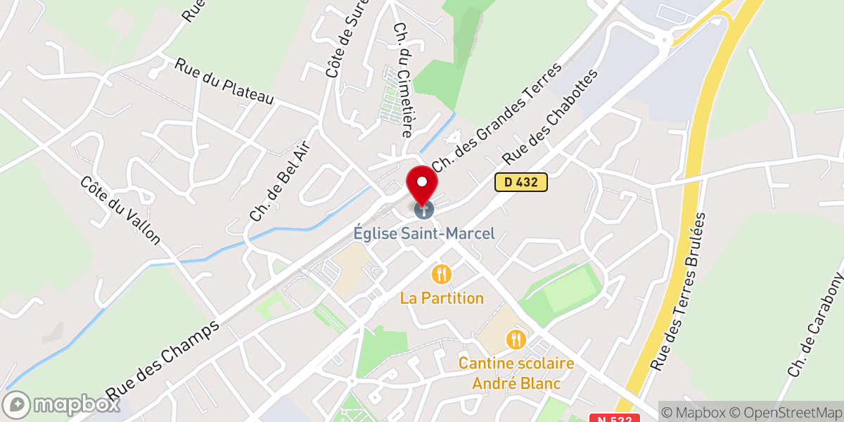 Map showing location of Église Saint-Marcel de Saint-Marcel-lès-Valence