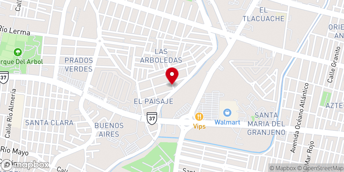 Map showing location of Parroquia de San Juan Bautista