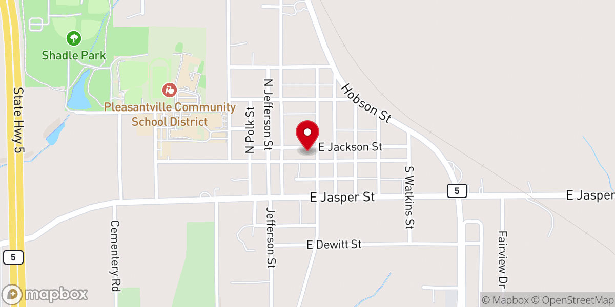 Map showing location of Pleasantville