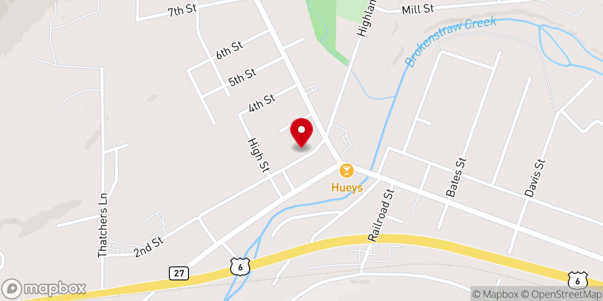 Map showing location of Evangelical United Methodist Church