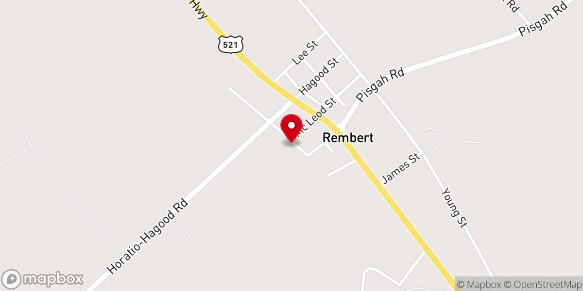 Map showing location of Rembert Methodist Church