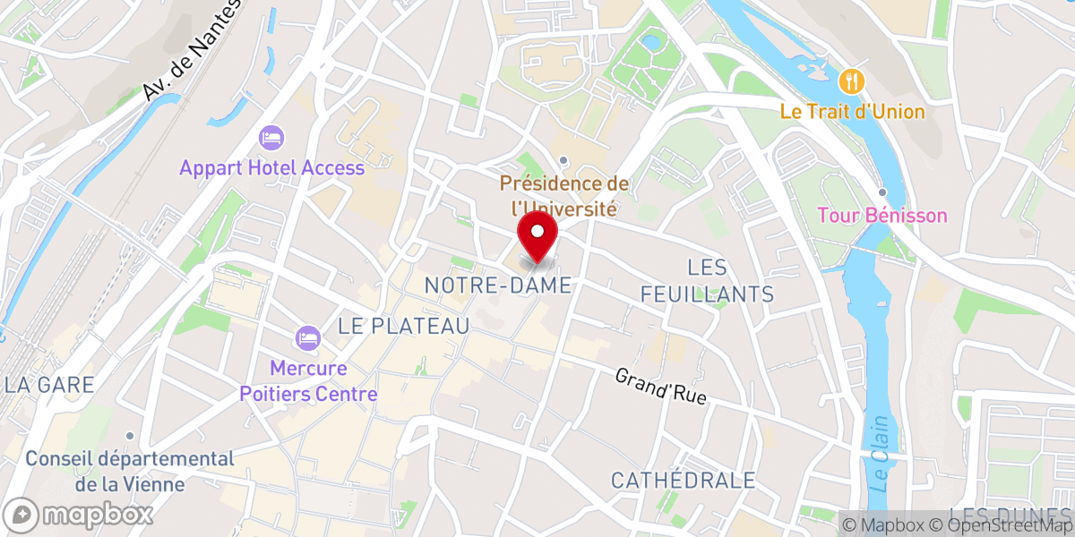 Map showing location of Parking Notre-Dame
