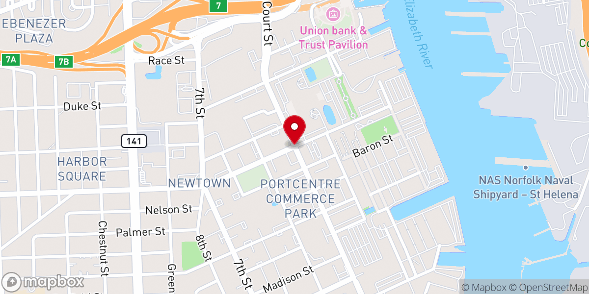 Map showing location of Restore Church in Hampton Roads