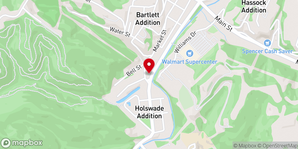 Map showing location of Poca Valley Bank