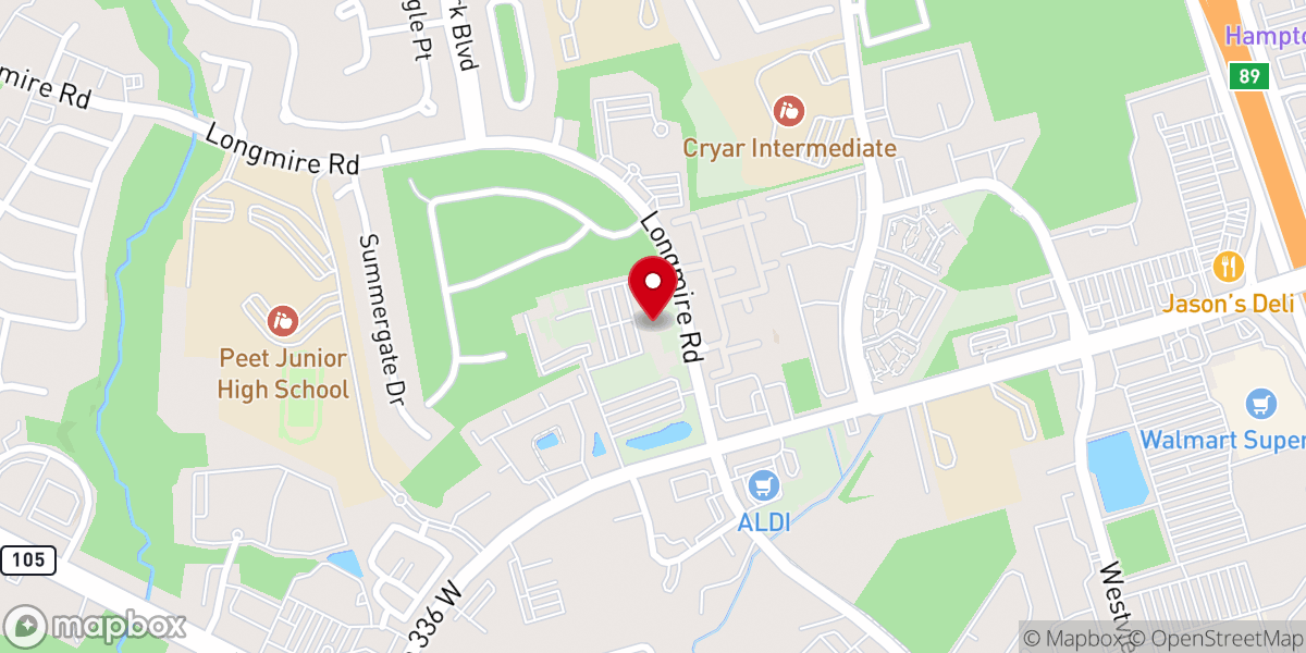 Map showing location of West Conroe Baptist Church