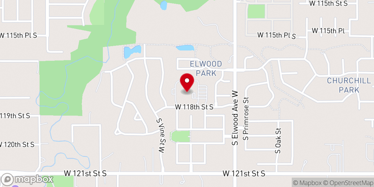 Map showing location of BattleCreek Church - Jenks