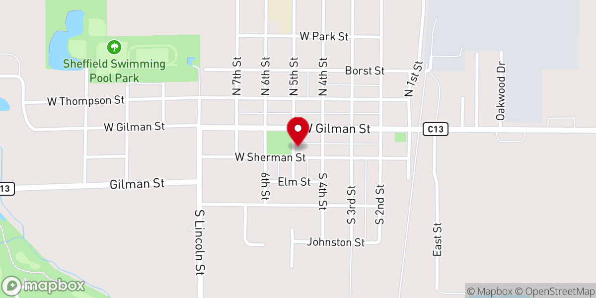 Map showing location of Zion-St John Lutheran Church