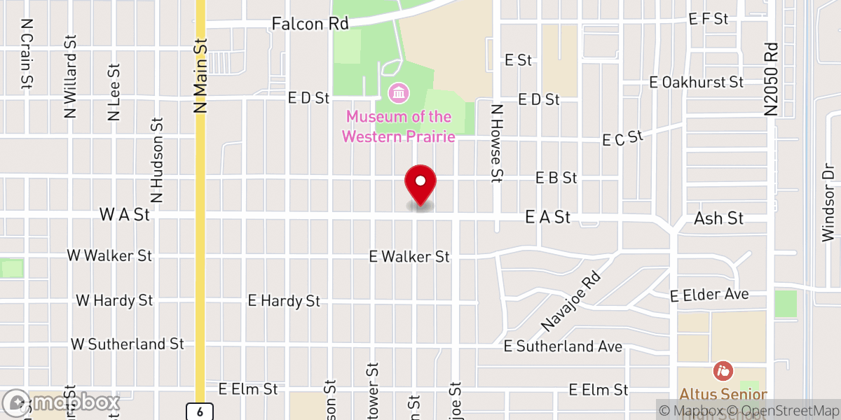 Map showing location of Altus Korean Church of the Nazarene