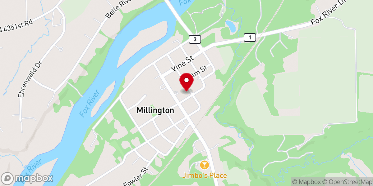 Map showing location of Millington United Methodist