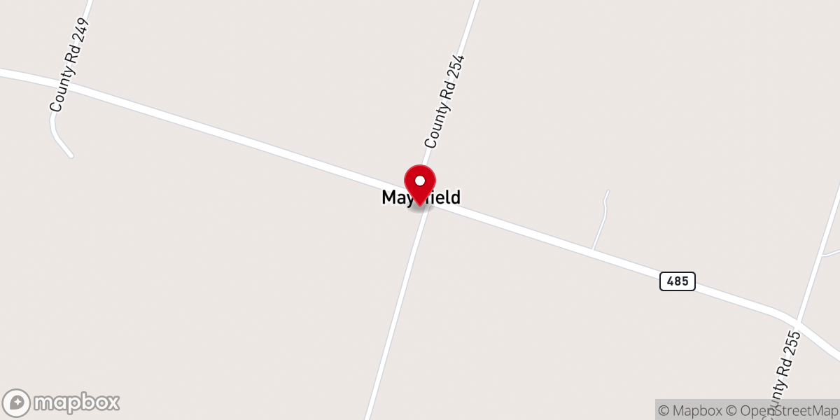 Map showing location of First Presbyterian Church of Maysfield