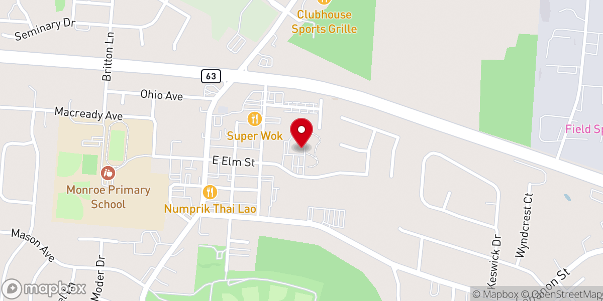 Map showing location of Monroe First Church of God