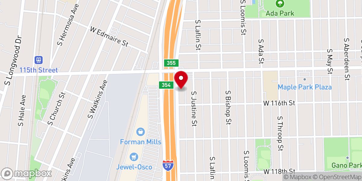 Map showing location of God's House Holiness Church