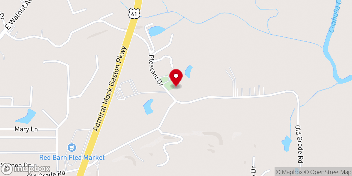 Map showing location of Harmony Grove Church
