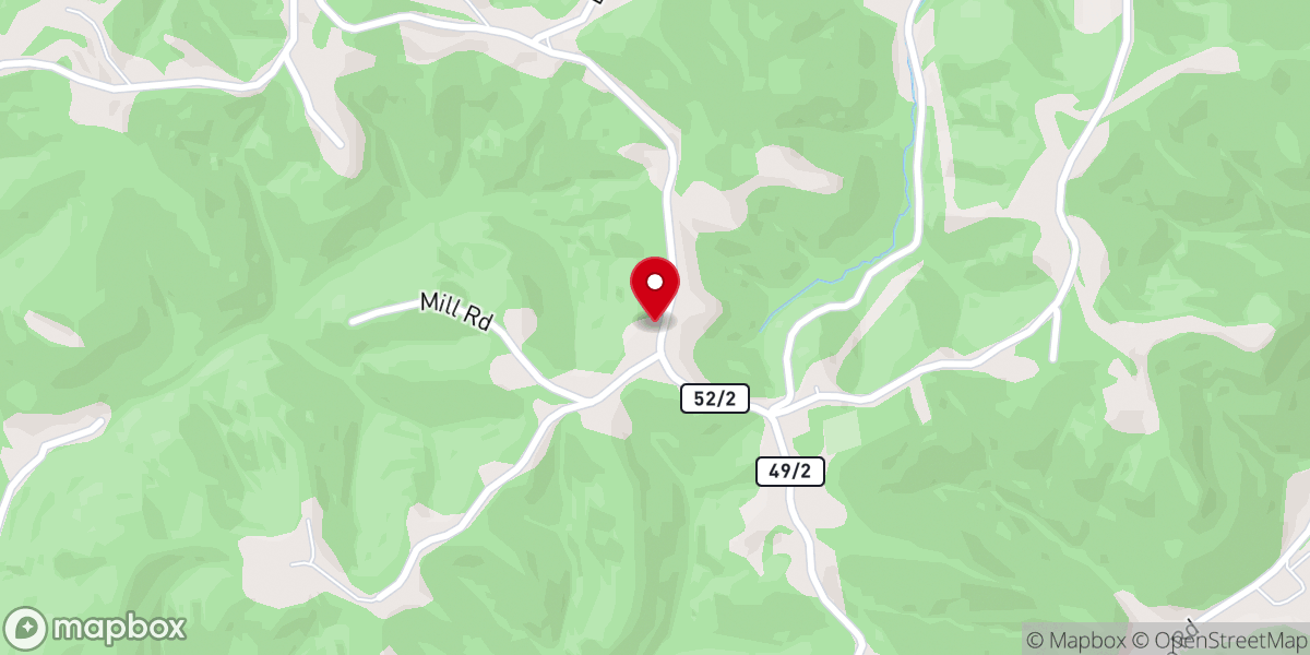 Map showing location of Pinch Ridge Memorial Church