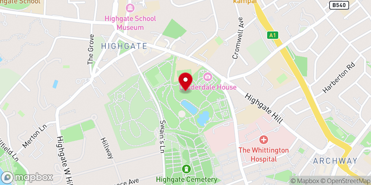 Map showing location of Waterlow Park