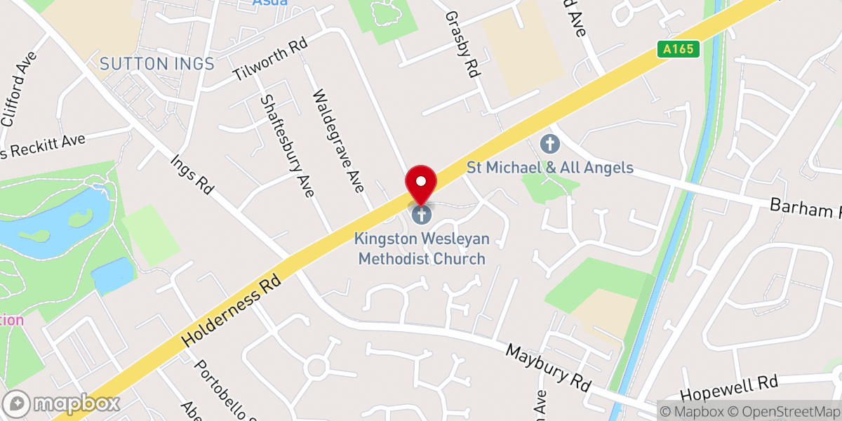 Map showing location of Kingston Wesley Methodist Church & Community Centre