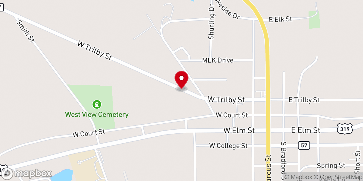 Map showing location of Trinity Assembly of God