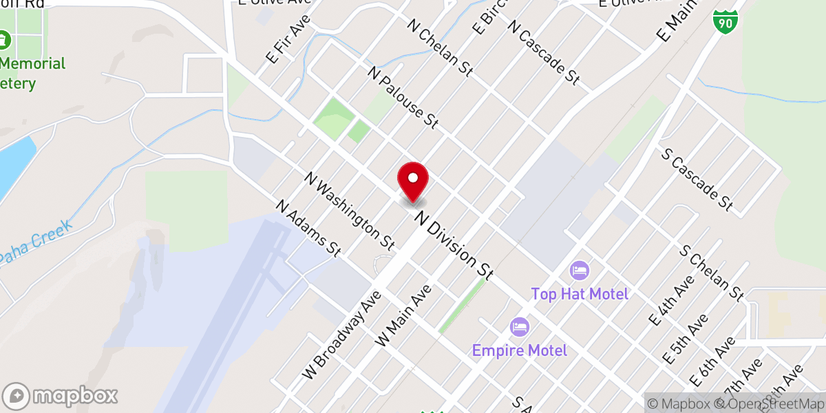 Map showing location of Ritzville Baptist Church