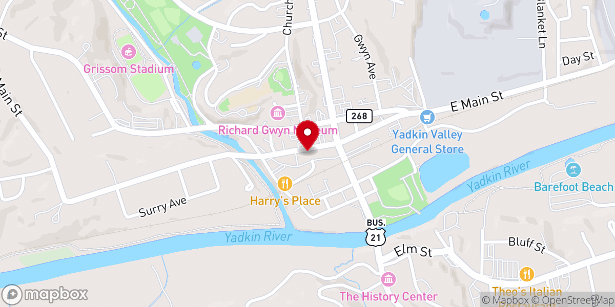 Map showing location of The Reeves Theater