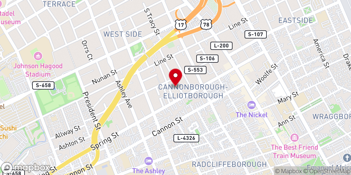 Map showing location of Francis Brown African Methodist Episcopal Church