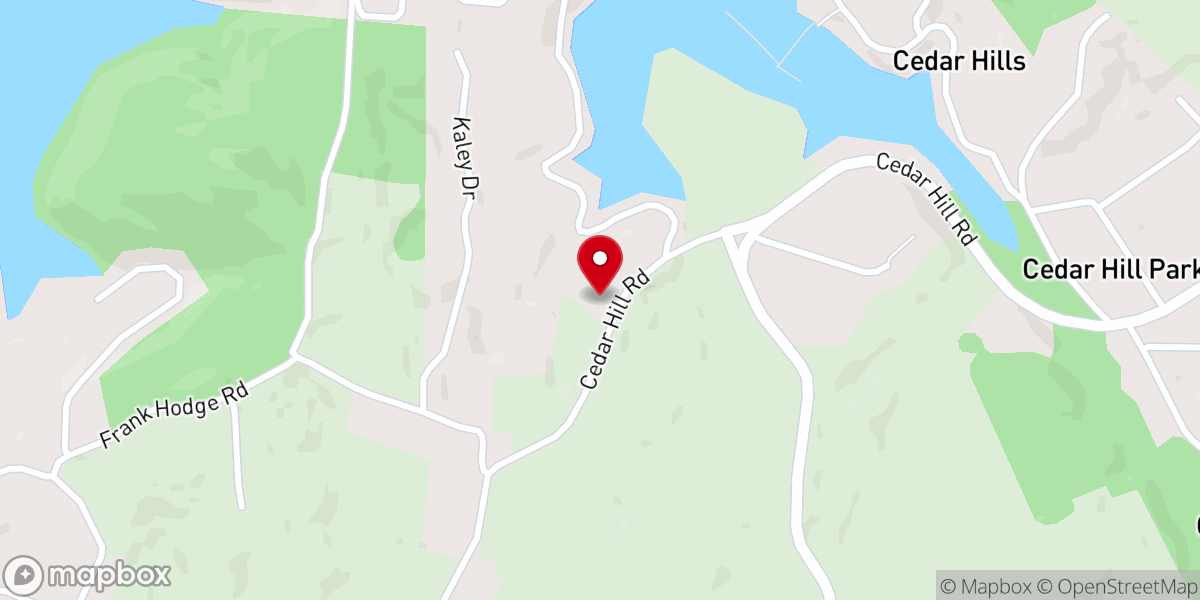 Map showing location of Cedar Hill Church of God