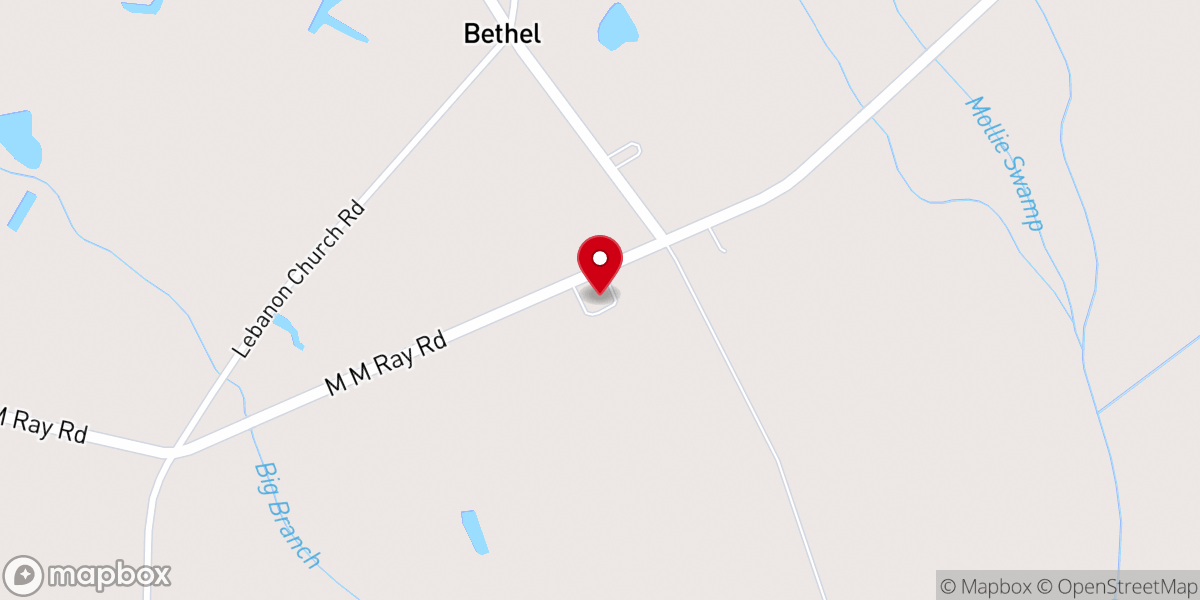 Map showing location of Bethel Methodist Church