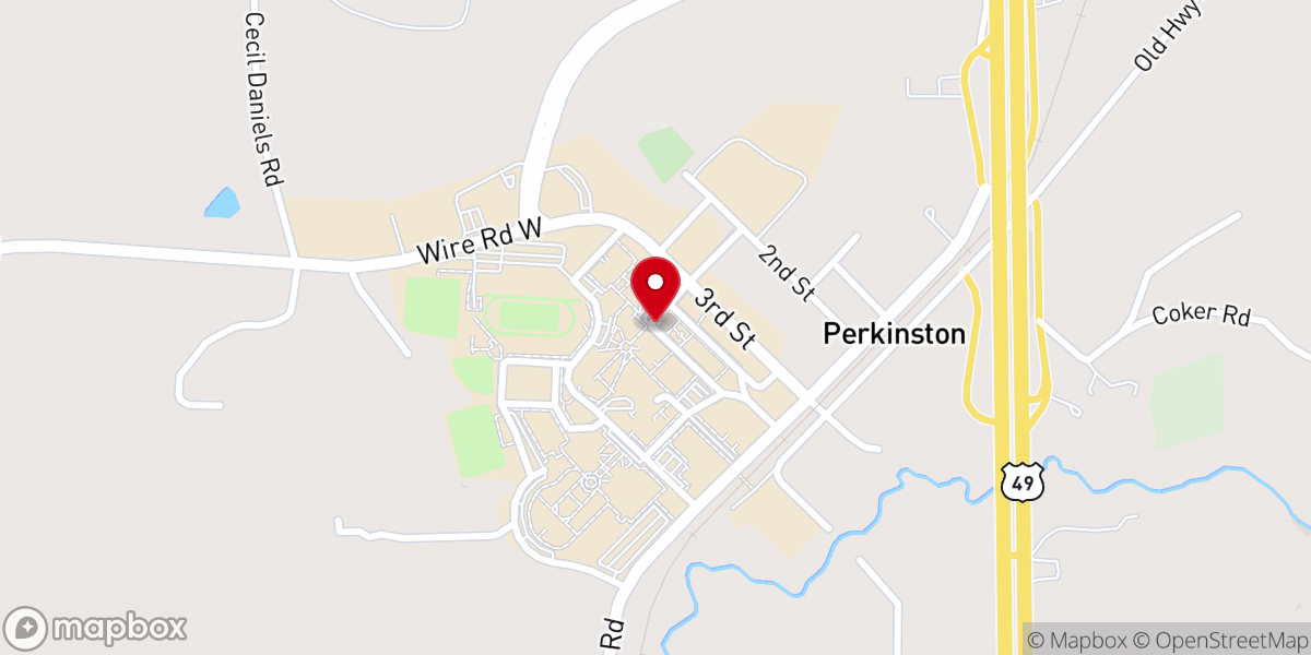 Map showing location of Perkinston