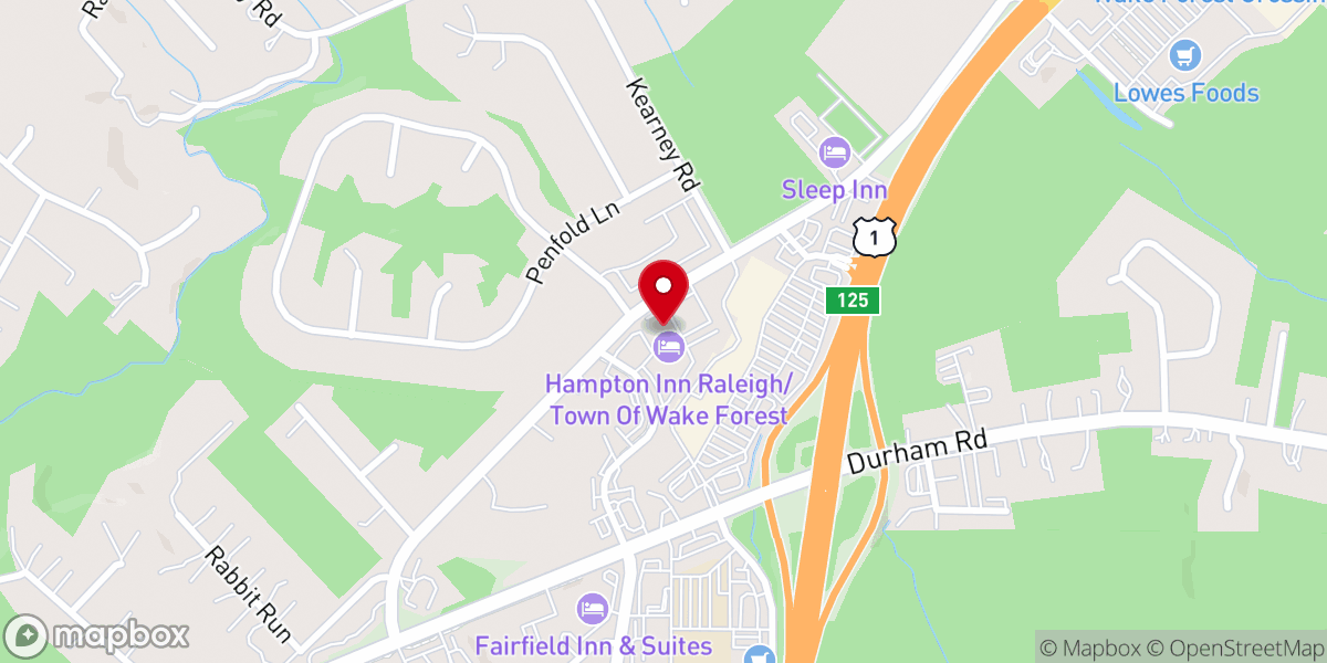Map showing location of Hampton Inn Raleigh/Town Of Wake Forest