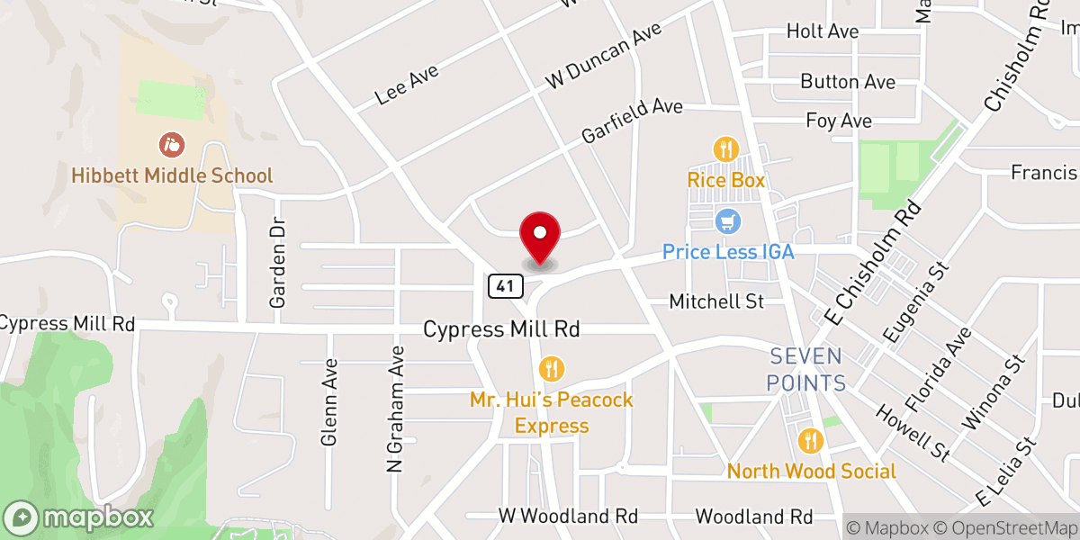 Map showing location of Faith Baptist Church